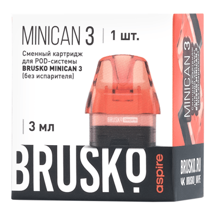 Сменный картридж Brusko - Minican 3 (без испарителя, 3 мл., Красный) купить в Владивостоке