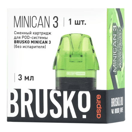 Сменный картридж Brusko - Minican 3 (без испарителя, 3 мл., Зелёный) купить в Владивостоке