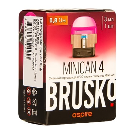 Сменный картридж Brusko - Minican 4 (0.8 Ом, 3 мл., Розовый) купить в Владивостоке