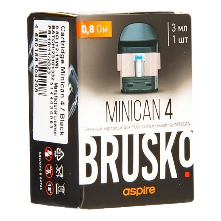 Сменный картридж Brusko - Minican 4 (0.8 Ом, 3 мл., Черный) купить в Владивостоке