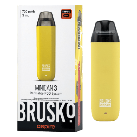 Электронная сигарета Brusko - Minican 3 (700 mAh, Жёлтый) купить в Владивостоке
