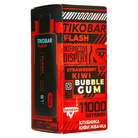 TIKOBAR FLASH - Клубника Киви Жвачка (Strawberry Kiwi Bubble Gum, 11000 затяжек) купить в Владивостоке